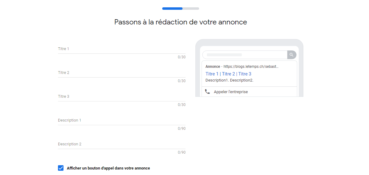 Rédaction d'une annonce sur Google Ads