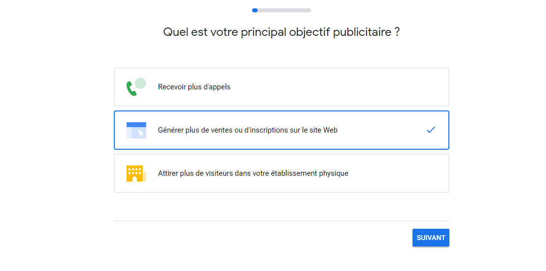 Google Ads objectif