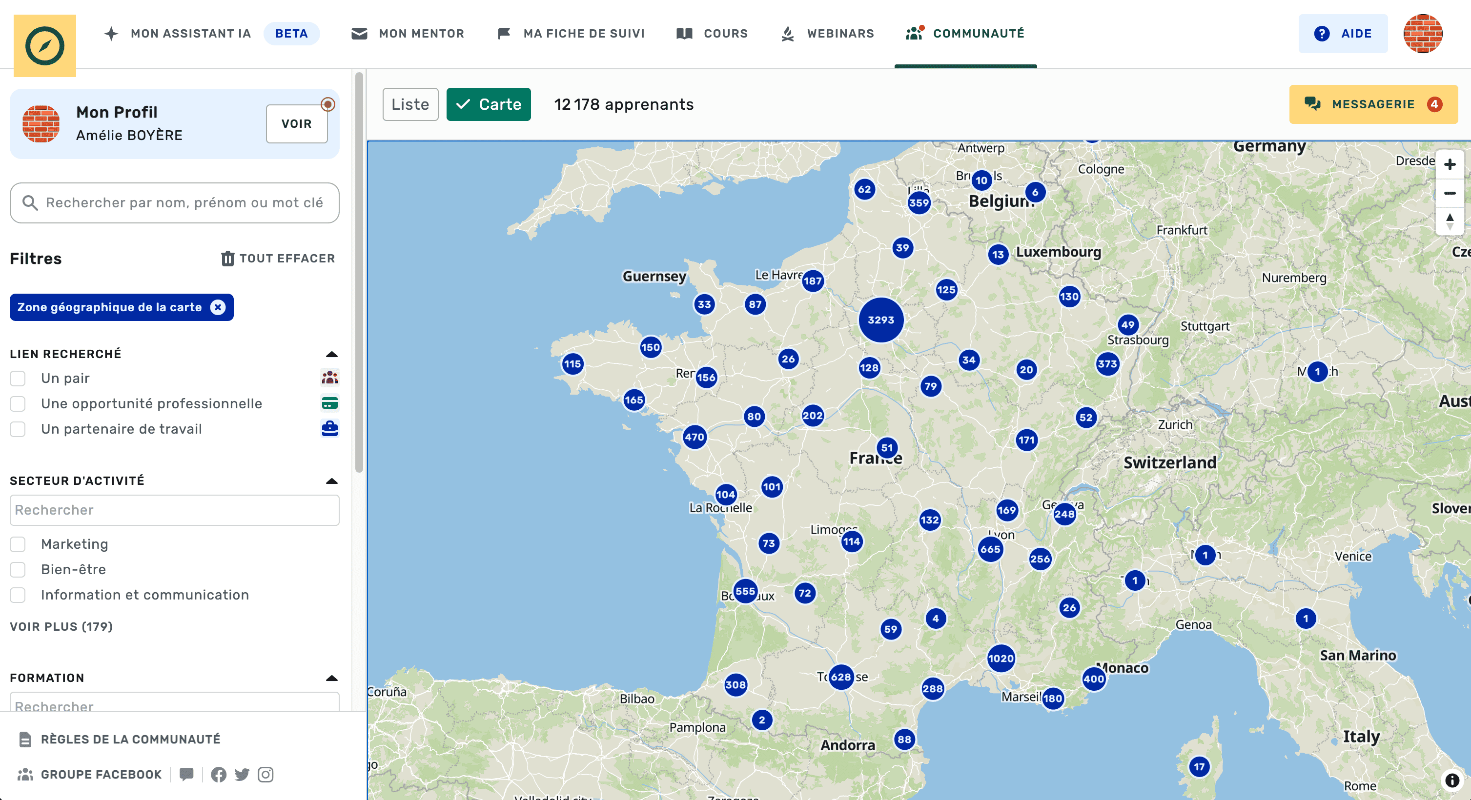 la présence de la communauté LiveMentor en France