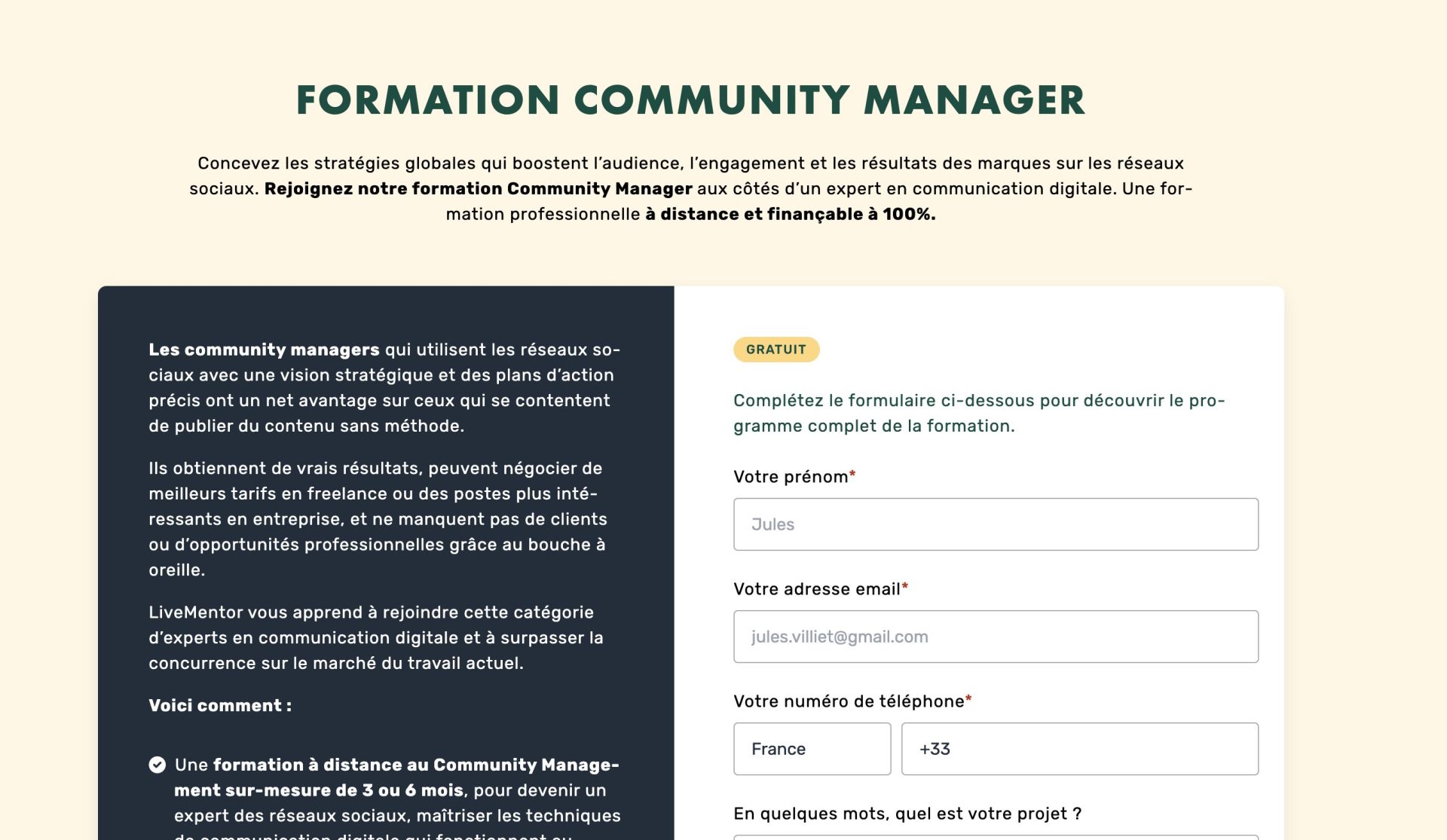 formation community management livementor