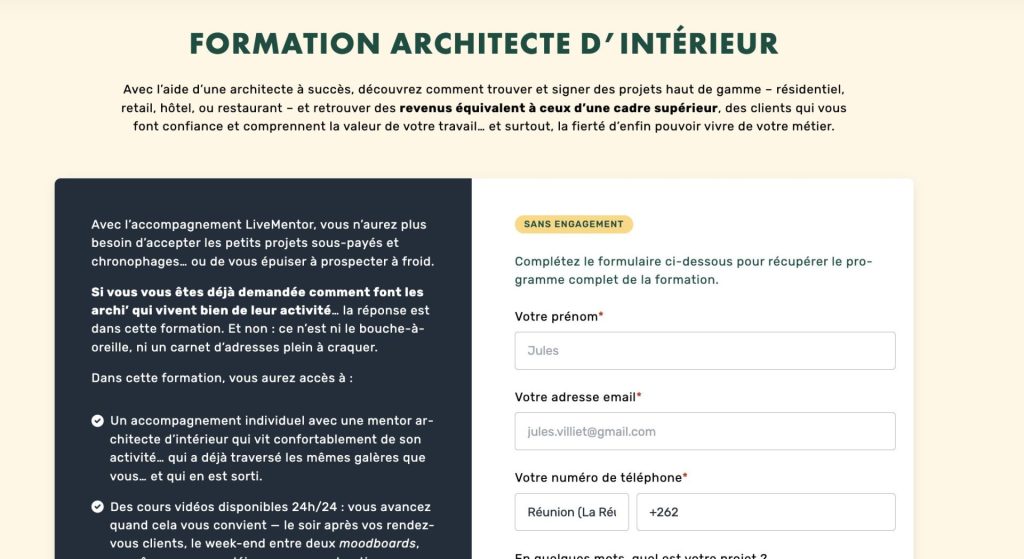 La formation architecte d'intérieur de LiveMentor